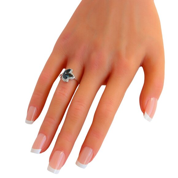 Genuine Sapphire and Diamond Ring in 925 Sterling Silver - Picture 5 of 6